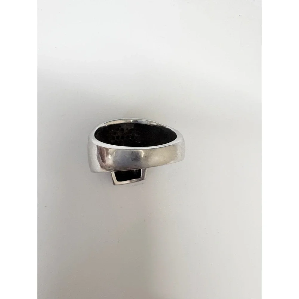 Silver Tone Black Crystal Pavé Skull Statement Ring‎ Gothic Biker Size Big
